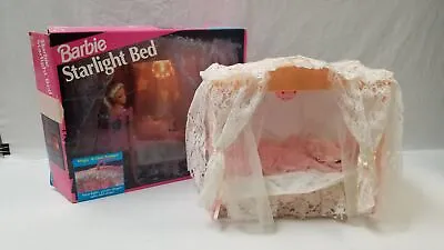 Vintage Barbie Pink White Lace Starlight Canopy Bed PARTS REPAIR Not Working • $21