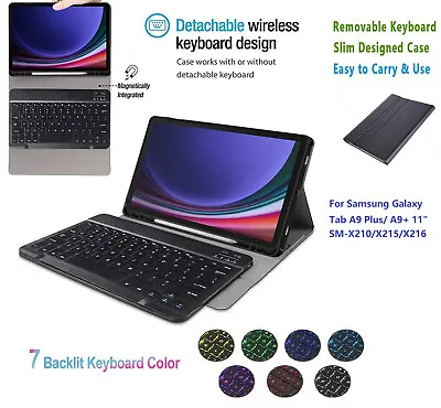 Backlit Detachable Keyboard+Case Cover For Samsung Galaxy Tab A9+ 11 SM-X210/215 • £24.99