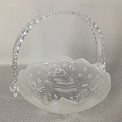 Mikasa Crystal Bowl Basket Christmas Holiday Classics Santa Sleigh Reindeer  • $14.98