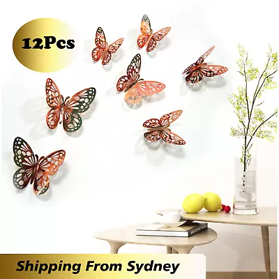 12 Pcs 5 Colours 3D Butterfly Wall Stickers Room DIY Removable Art Decorations • $3.79