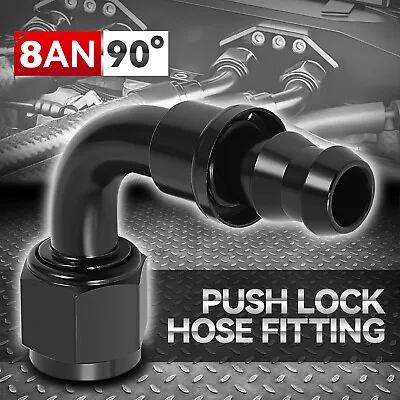 8AN To 1/2  Barb 6061-T6 90 Degree Push Lock Hose End Fitting Fuel Line Adapter • $7.89