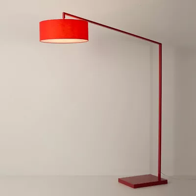 Stretch Arc Floor Lamp - 87  Red Finish Step Switch Rectangular Marble Base • $599