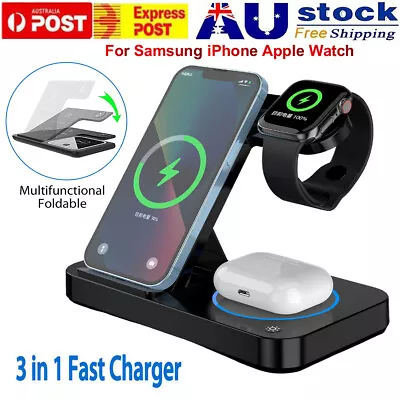 3 In1 15W Wireless Charger Stand Fast Charging For Samsung IPhone 13 Apple Watch • $29.34