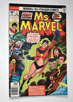 MS. MARVEL Issue #1 UK January 1977 Carol Danvers Bronze Age Buscema Very Fine • £10.99