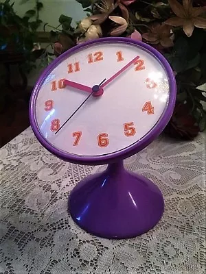 A Super Cute Vintage Retro Pedestal Purple Clock • $89.99