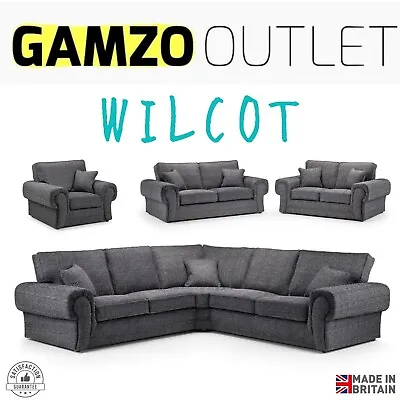 Wilcot  Corner Sofa Set 3 2 5 Seater Grey Footstool Swivel Chair Home Furniture • £120