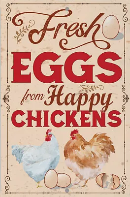 EGGS From Happy Chickens Aluminium Metal Sign Plaque Man Cave Home Wall Funny • £3.75