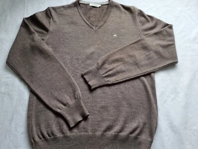 £29.99 • Buy J Lindeberg  Brown Golf V-neck Jumper UkS  100%Merino Wool Golfing ⛳️