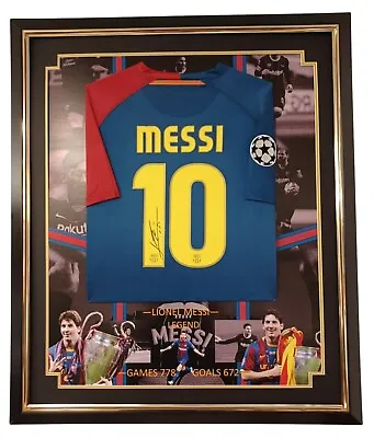 Framed MESSI Signed Shirt Autographed Jersey Barca Legend • £1295