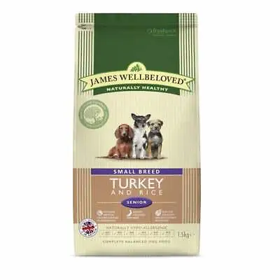 JAMES WELLBELOVED Small Breed Turkey & Rice Senior Dog Food 1.5kg • £12.85