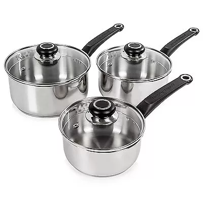 Morphy Richards 3 Piece Pan Set - Stainless Steel - Induction 970003 Equip Range • £39.95