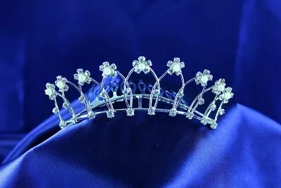 MINI TIARA Austrian Crystal Rhinestone Silver Plated Metal S4521 • $4.87