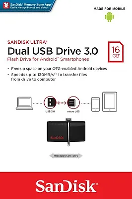 SanDisk Ultr Dual16GB/32GB/64GB/128GB/256GB OTG USB 3.0 Micro Flash Drive -UK • $11.46