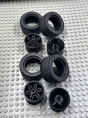 NEW LEGO 4x Black Rims 30.4mm D. X 20mm & Tires 43.2 X 22 ZR • $11.79