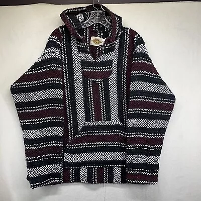 EARTH RAGZ Hippie Mexican Drug Rug Pullover Sweatshirt Hoodie Size L • $24.99