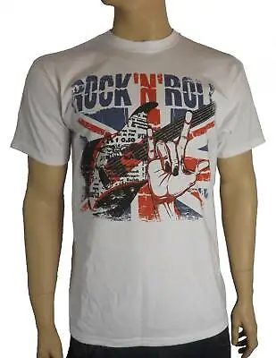 ROCK N ROLL UNION JACK T-SHIRT - Britpop Paul Weller Oasis Noel Gallagher • £12.95