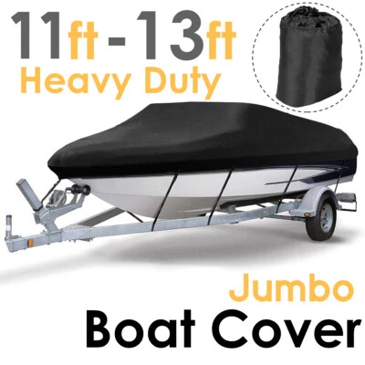 £21.89 • Buy 11-13ft Heavy Duty Boat Cover Waterproof Dinghy Speedboat Fish Ski V-Hull Marine