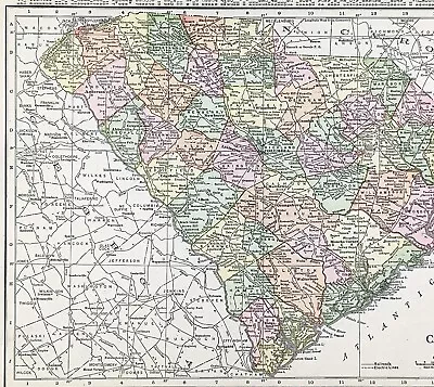 1916 South Carolina Map Charleston Mount Pleasant Columbia Rock Hill Greeneville • $48.88