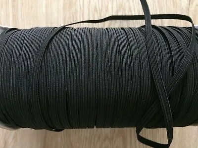 5M Black 5MM Flat Braided Elastic Cord Sewing Stretch Mask Strap DIY  • $4.49