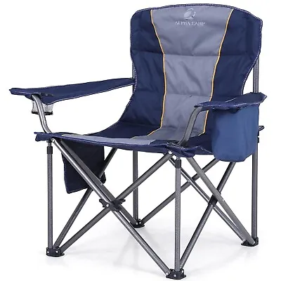 Padded Folding Camping Deluxe Fold Chairs High Back With Cup Holder & Carry Bag • £42.99