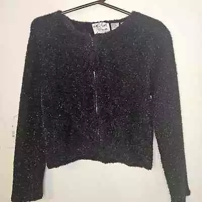Michael Simon Vintage 90's Black Tinsel Holiday Cardigan Sweater. Size S • $68