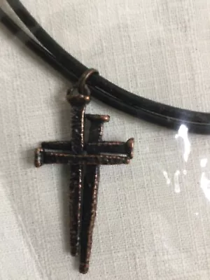 Sierra Lifestyles VOM Double Leather And Bronze Nail Crosses Pendant Necklace • $9.99