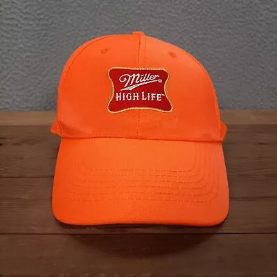 Miller High Life Beer Hat Adult Blaze Orange Snapback Cap Hunting Outdoors • $14.14