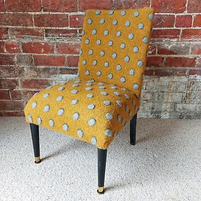 Fab Vintage Retro Mid Century Petite Yellow &Grey Cocktail Bedroom Accent Chair • £195