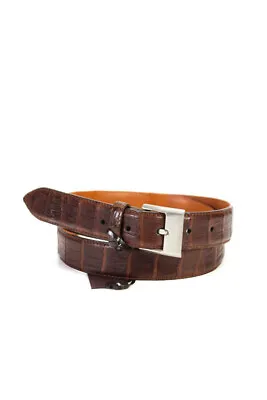 Tardini Mens Genuine Caiman Crocodile Medium Width Classic Belt Brown Size 36 • $179.99