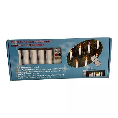 Multi Function 10 Remote Control Led Candles Christmas 7 Color W Tree Clips NIB • $22.98