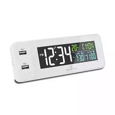 Alarm Clock Watch Digital Refill Fast Double Port USB Marathon 163mm White • $222.87