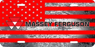 Massey Ferguson Tractor Logo Red Gray American Flag License Plate Tag .040 Ga • $22.95