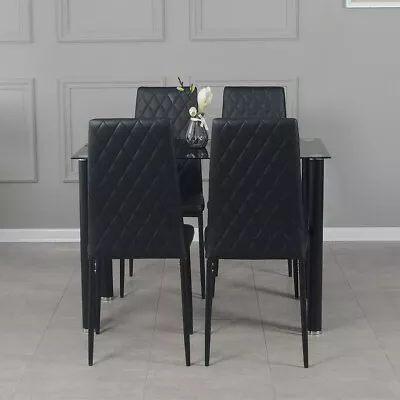 Set Of 4/6 Diamond Dining Chairs Metal Legs High Back Seat Dining Room Furniture • £69.99