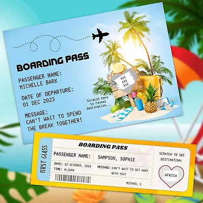 Personalised Boarding Pass Surprise Scratch Off Trip Reveal Gift Holiday • £2.99