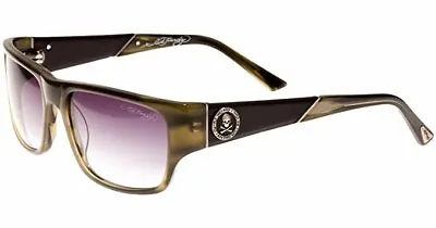 Ed Hardy Sunglasses Skull & Crossbone - Olive Horn With Case And Box • $54.99