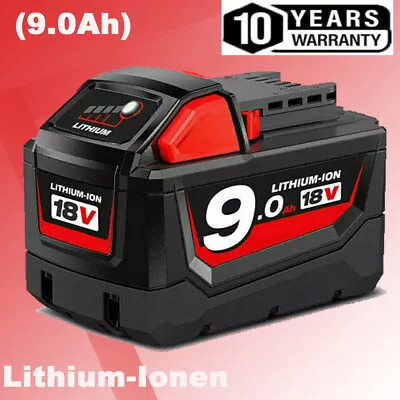 9.0Ah 18V High Capacity Li-ion Battery For Milwaukee M18B6 Genuine 48-11-1890 UK • £25.92