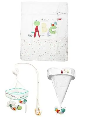 Babies R Us ABC Caterpillar Mobile Cot Quilt Light Shade Nursery Bedding Set • £9.99