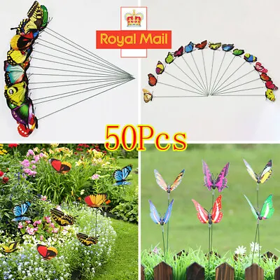 £6.99 • Buy 50pcsWaterproof Butterfly Garden Wall Art Ornament Home Outdoor Decoration