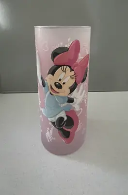 Disneyland Resort Glass Tumbler Minnie Mouse Frosted Pink Vgc • £10