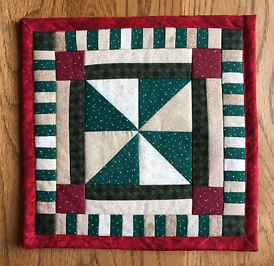 HANDCRAFTED MINI QUILT Miniature Pieced Quilt Table Top Mat Wall Decor 12  Sq. • $14.79