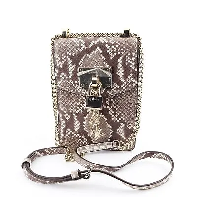 $99.99 • Buy DKNY Elissa Chain Strap Leather Python-Embossed Crossbody Purse $198, Beige
