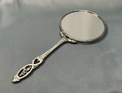 Vintage 1950s Matson MATSON FIFTH AVENUE Hand Mirror In Scrolling Pewter.  Nice! • $45