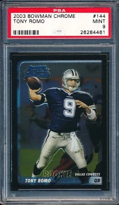 $31 • Buy 2003 Bowman Chrome #144: TONY ROMO Rookie RC  Dallas Cowboys  ~ PSA 9