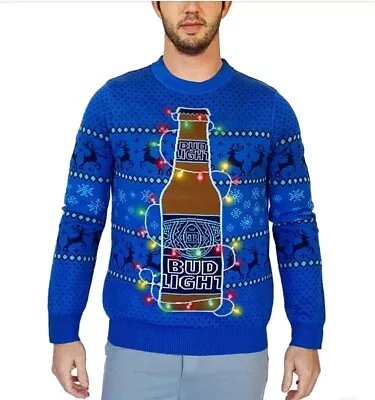 Mens Tipsy Elves Light Up Bud Light Ugly Christmas Sweaters Xl New • $30