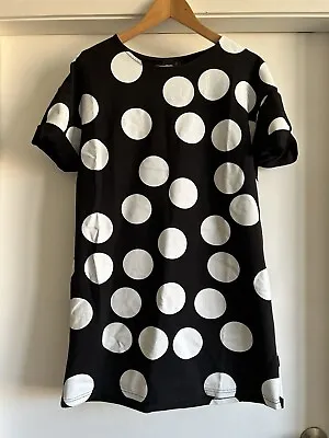 $30 • Buy ASOS Large Spot T-shirt/sweat Dress, Black And White Size 12
