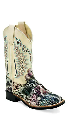 Old West Children Unisex Square Toe Shiny Multicolor Faux Leather Cowboy Boots • $27.99