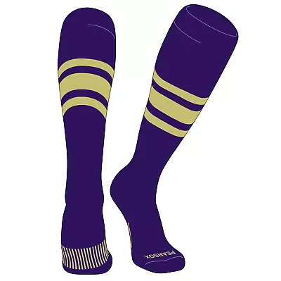 Striped OTC Baseball Softball Football Socks (B) Purple Vegas Gold VG • $15.99