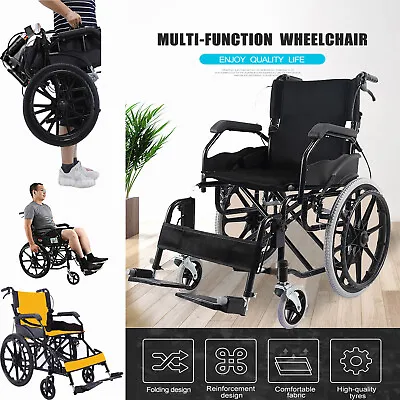 20“ Wheelchair Self Propelled Folding Lightweight Transit Travel Wheelchair • $139.55