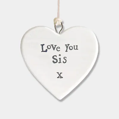 £4.99 • Buy East Of India White Porcelain Heart Love You Sis X Gift Decoration 4.5x4.5cm