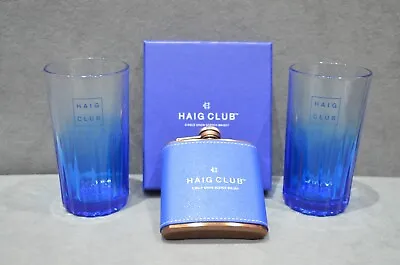 Haig Club Whisky Set 2x Highball Glass + 1x Stainless Steel Copper Hip Flask New • £20.99